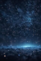 Fototapeta premium Dark blue night sky with glitter bokeh and sparkling stars, magic night, cosmic, sparkle