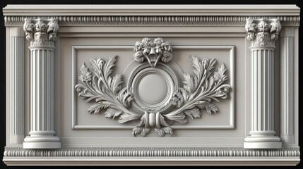 Obraz premium Ornate relief panel, columns, floral motifs.