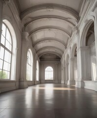 Obraz premium Distorted perspective of high ceiling with out-of-focus architectural elements, abstract modernism, blurred lines, disorienting view