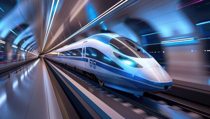 Obraz premium High-Speed Train Emerging from Tunnel