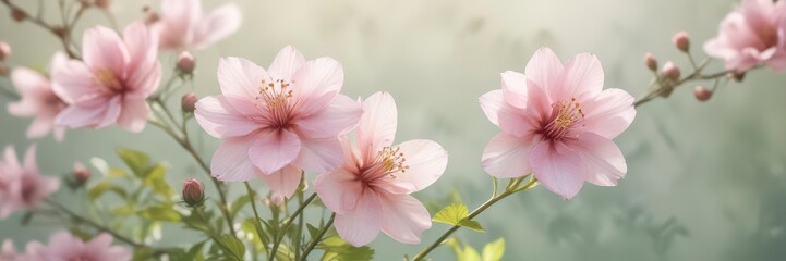 Delicate watercolor blooms on a natural background, ,  botanicals,  garden design
