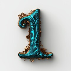 Elegant Aquamarine Number One with Mocha Accents