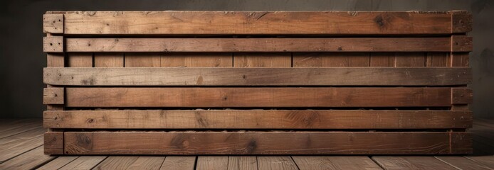 Fototapeta premium Old wooden crate with brown grunge wood texture background, earthy tones, , natural textures