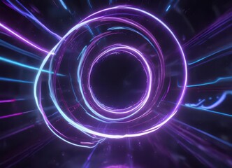 Obraz premium Swirling vortex of purple and blue hues with glowing neon lines, neons, spiral, vortex