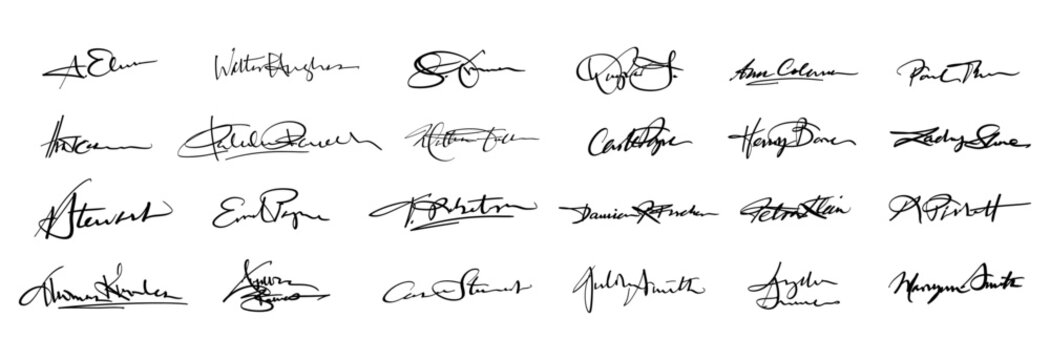 Collection of barely legible handwritten signatures or autographs 