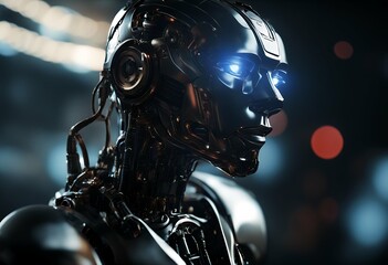 3d rendering futuristic dark background robot