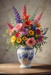 Obraz premium Watercolor floral arrangement in a vintage vase , nature, antique decor, vintage