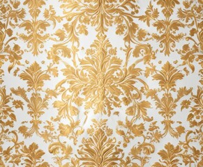 Damask floral pattern in gold on elegant white background ,  luxury,  elegant