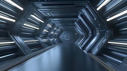Obraz premium Serene Orbital Station Corridor in Cinematic Ultra-Detailed Capture