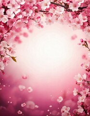 Fototapeta premium Sakura Blossoms Wedding Invitation Background