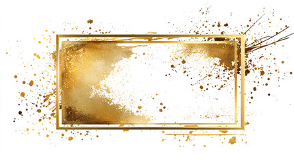 Gold Foil Frame Gold stroke on white background. Gold sparkle splatter border golden abstract foil frame splatter frames glitter
