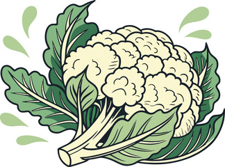 cauliflower on white background vector art 