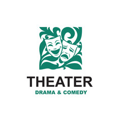 Obraz premium icon of comedy and tragedy theatrical masks isolated on white background