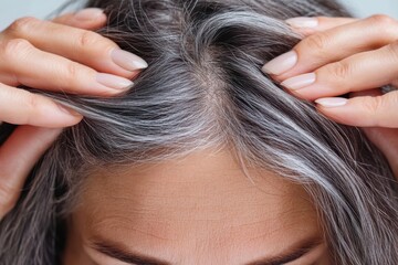 Naklejka premium Embracing silver strands as a celebration of natural beauty and aging gracefully