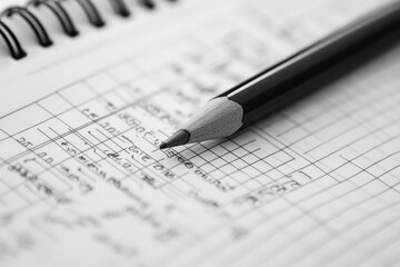 Pencil on gridded paper; handwritten notes.