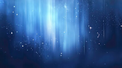 Abstract blue background with glowing vertical lines and sparkling particles, resembling a night sky or magical forest.
