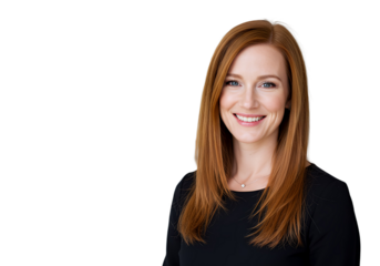 Portrait of a beautiful young woman smiling and looking at camera isolated on a white background