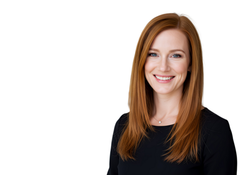 Portrait of a beautiful young woman smiling and looking at camera isolated on a white background