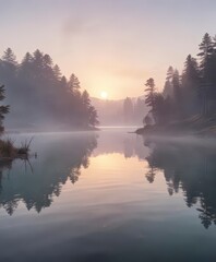 Soft watercolor texture of a serene lake at dawn,  nature,  water,  lake
