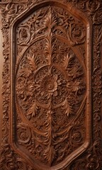 Wood panel with intricate carvings, warm tones, wooden texture background,  texture,  carvings,  grain
