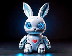 AI generated image of a toy robot rabbit.
