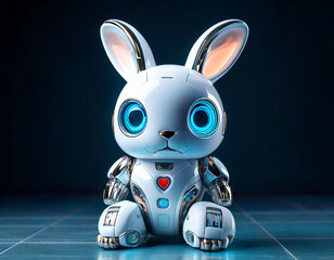 AI generated image of a toy robot rabbit.
