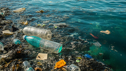 Plastic Bottle in Ocean - Pollution and Marine Life Threats