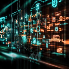 A digital interface displaying various data visualizations and analytics.