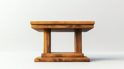 Simple wooden table isolated on white background.