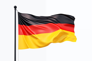 Fototapeta premium German flag on a white background, showcasing the iconic black, red, and gold tricolor design, perfect for cultural projects, educational materials, patriotic themes, or digital and graphic. Png