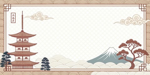 retro vintage illustration Japanese pattern background