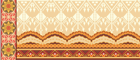 Expertly crafted borders and motifs blending tradition and modernity for Pattern and diverse fabric creations.