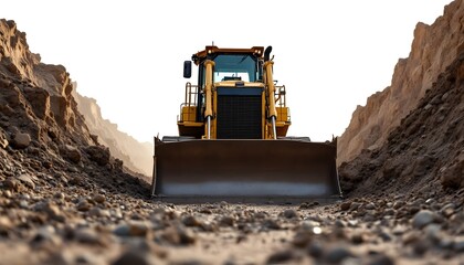 Obraz premium Bulldozer Excavating in a Sand Pit