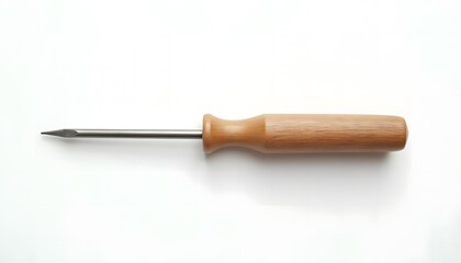 Fototapeta premium Wooden Handle Awl Tool on White Background