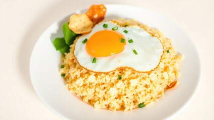 Fried Rice Dish Topped With A Sunny Side Up Egg