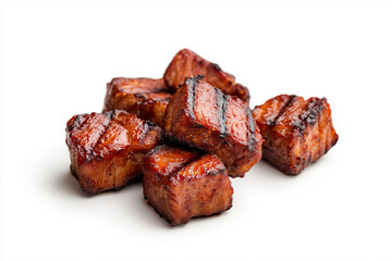 Delicious grilled meat cubes with smoky glaze, perfect for barbecues and gatherings. These tender pieces are ideal for savory dishes and culinary presentations.