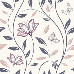Abstract lines and curves in a flowing seamless design with pastel shades