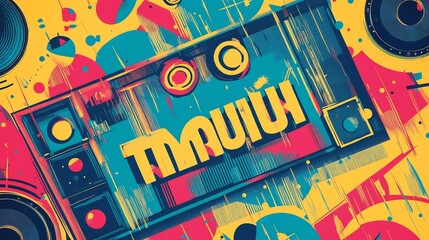 Abstract Music Poster: Mauiu  Retro Boombox Design