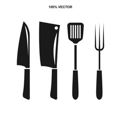  Retro Butcher Knife Cleaver Crossed for Butchery Meat or Chef Logo Design