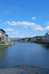 The Daily Life of the Arno River in Florence, Romantic Italy