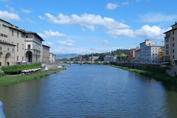 The Daily Life of the Arno River in Florence, Romantic Italy