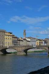 Fototapeta premium The Daily Life of the Arno River in Florence, Romantic Italy