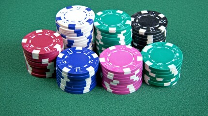 Close-Up of Winning Poker Hand with High Stacked Chips, Emphasizing the Thrill of Victory