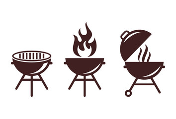 Grill bbq vector icon set. logo design template