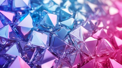 Fototapeta premium Abstract background of iridescent, multifaceted gems in shades of pink and blue.