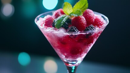 Elegant Cocktail Garnished with Fresh Fruit in Vibrant Colors at Casino Bar - Close-Up Shot Highlighting Exquisite Presentation and Ultra-Detailed Details
