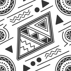 Seamless black and white geometric pattern. Hipster Memphis style