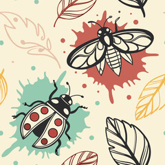 Vibrant splashes of paint in abstract shapes forming a seamless, artistic pattern