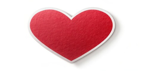 A red heart-shaped sticker isolated on a white background, with a subtle gradient effect giving it a modern and sleek appearance , Valentine's Day decoration, romantic decoration