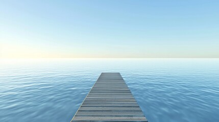 Obraz premium Serene Sunrise at a Scenic Fishing Pier - Tranquil Morning on the Pier Overlooking Calm Ocean Waters at Daybreak